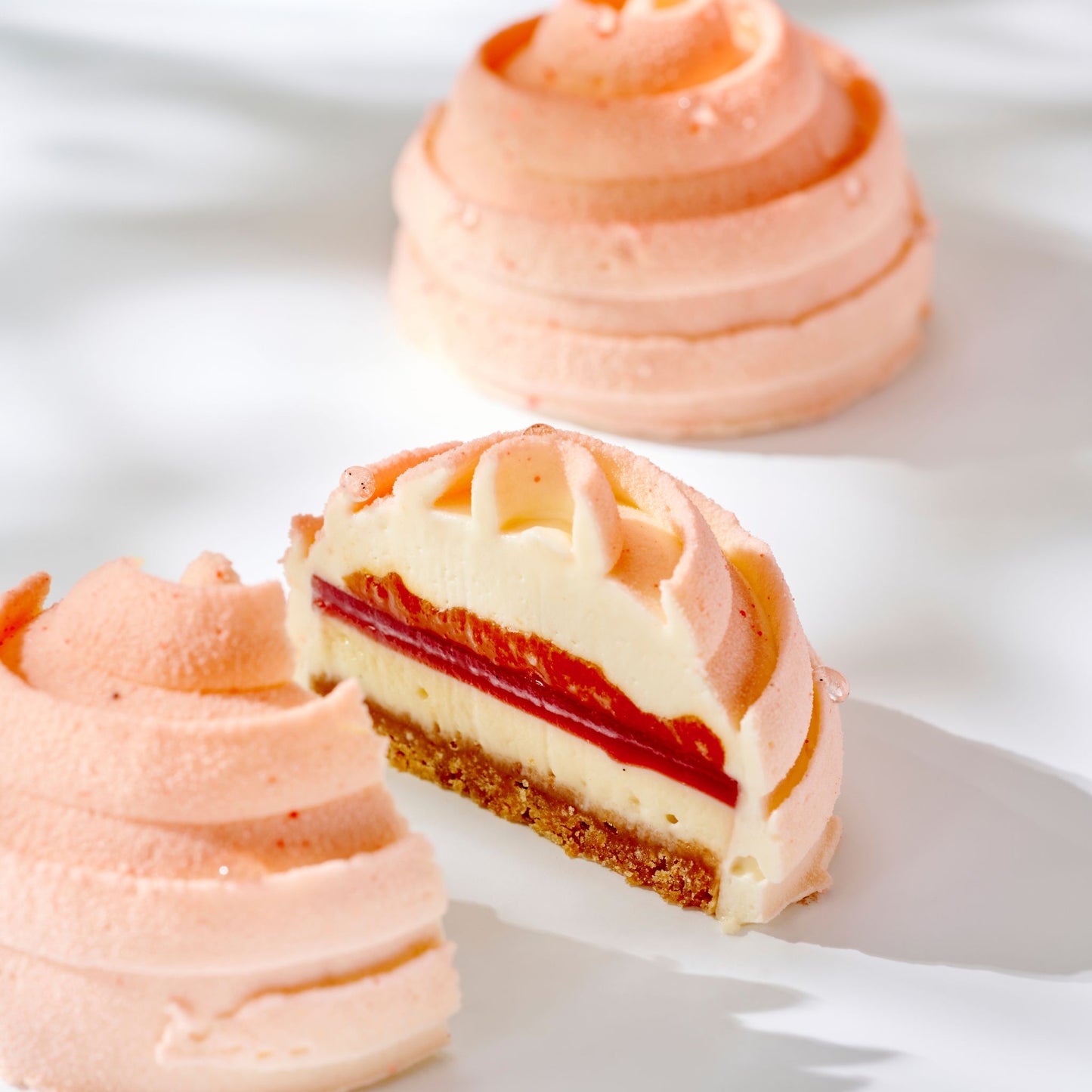 Ruby grapefruit and strawberry cheesecake
