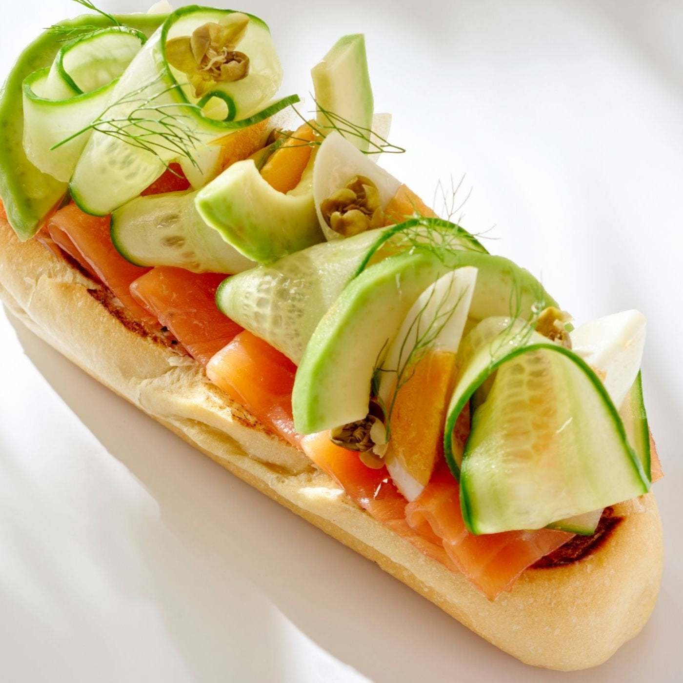 Scottish smoked salmon baguette
