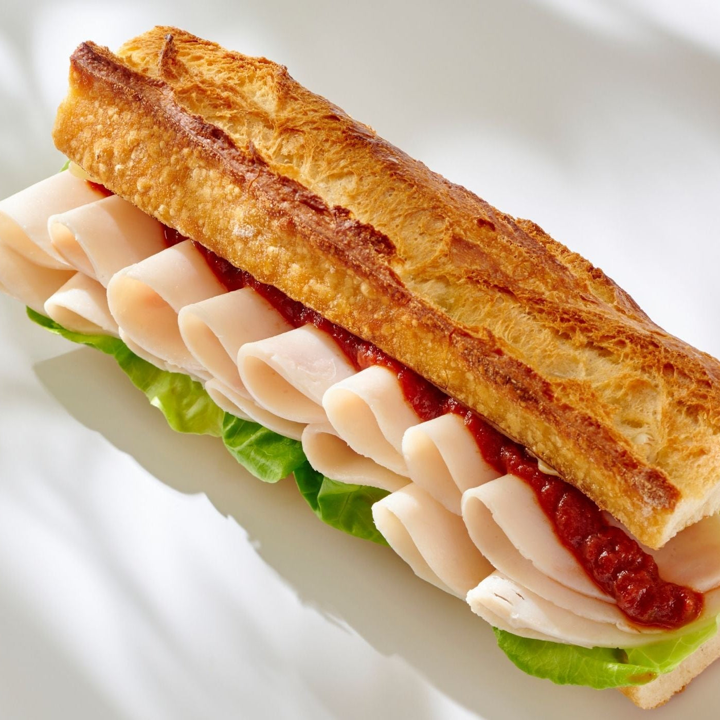 Smoked turkey ham baguette